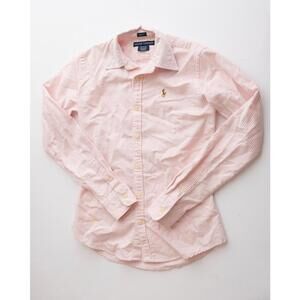 Ralph Lauren Pink Striped Button Up Shirt Size 0